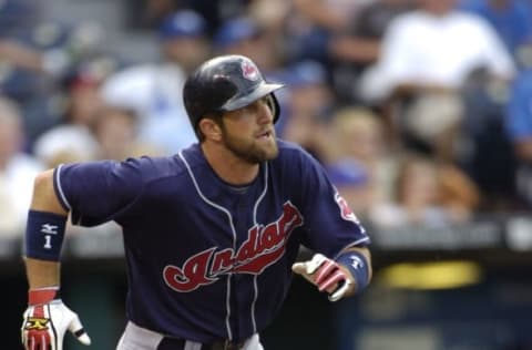 KANSAS CITY, MO – MAY 31: Casey Blake of the Cleveland Indians runs to first base after hitting the ball during the game against the Kansas City Royals at Kauffman Stadium in Kansas City, Missouri on May 31, 2008. The Royals defeated the Indians 4-2. (Photo by John Williamson/MLB Photos via Getty Images)