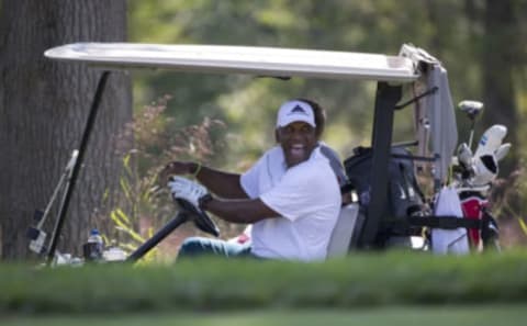 LAFAYETTE HILL, PA – SEPTEMBER 11: Former MLB player Joe Carter laughs during the Julius Erving Golf Classic at The ACE Club on September 11, 2017 in Lafayette Hill, Pennsylvania. (Photo by Mitchell Leff/Getty Images for PGD Global)