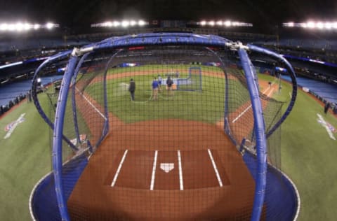 TORONTO, ON – MARCH 28: A general view of the field through the batting cage on Opening Day of the 2019 MLB season before the start of the game between the Toronto Blue Jays and the Detroit Tigers at Rogers Centre on March 28, 2019 in Toronto, Canada. (Photo by Tom Szczerbowski/Getty Images)