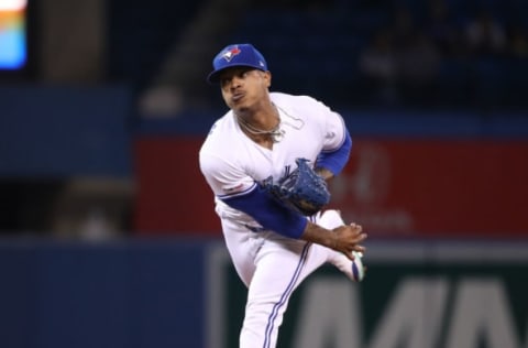 TORONTO, ON – MAY 06: Marcus Stroman #6 of the Toronto Blue Jays delivers a pitch in the first inning during MLB game action against the Minnesota Twins at Rogers Centre on May 6, 2019 in Toronto, Canada. (Photo by Tom Szczerbowski/Getty Images)