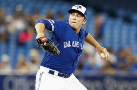 TORONTO, ONTARIO – JULY 27: Ryan Borucki #56 of the Toronto Blue Jays pitches to the Tampa Bay Rays in the first inning during their MLB game at the Rogers Centre on July 27, 2019 in Toronto, Canada. (Photo by Mark Blinch/Getty Images)