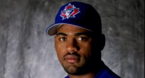 24 Feb 1999: Pitcher Kelvim Escobar #47 of the Toronto Blue Jays poses for a studio portrait on Photo Day during Spring Training at Grant Field in Dunedin, Florida. Mandatory Credit: Scott Halleran /Allsport