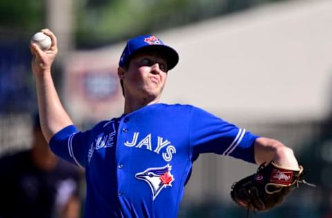 LAKELAND, FLORIDA – MARCH 04: Joey Murray #73 of the Toronto Blue Jays throws a pitch during the fourth inning against the Detroit Tigers during a spring training game at Publix Field at Joker Marchant Stadium on March 04, 2021 in Lakeland, Florida. (Photo by Douglas P. DeFelice/Getty Images)