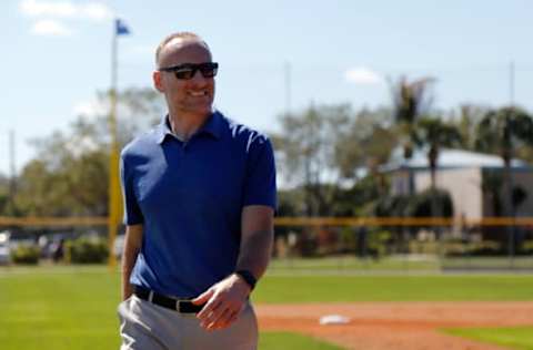 Feb 19, 2018; Dunedin, FL, USA; Toronto Blue Jays president and CEO Mark Shapiro at Bobby Mattick Training Center. Mandatory Credit: Kim Klement-USA TODAY Sports