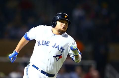 Nov 7, 2015; Phoenix, AZ, USA; Toronto Blue Jays infielder Rowdy Tellez during the Arizona Fall League Fall Stars game at Salt River Fields. Mandatory Credit: Mark J. Rebilas-USA TODAY Sports