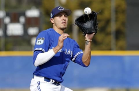 Feb 15, 2017; Dunedin, FL, USA; Toronto Blue Jays pitcher Conner Greene (22) works out at Cecil P. Englebert Recreation Complex. Mandatory Credit: Kim Klement-USA TODAY Sports