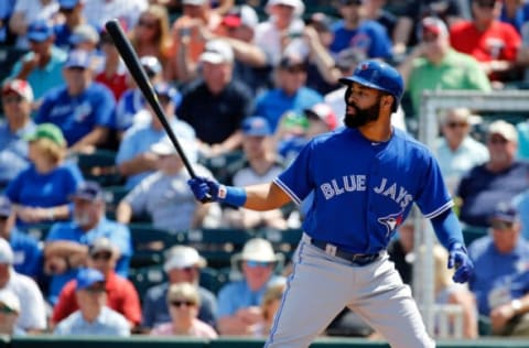 Mar 4, 2017; Fort Myers, FL, USA; Toronto Blue Jays center fielder Dalton Pompey (23) at bat against the Minnesota Twins at CenturyLink Sports Complex. Mandatory Credit: Kim Klement-USA TODAY Sports