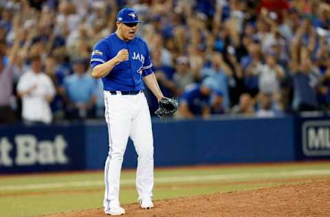 Oct 18, 2016; Toronto, Ontario, CAN; Toronto Blue Jays relief pitcher 