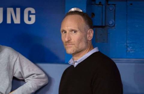 Apr 14, 2017; Toronto, Ontario, CAN; Toronto Blue Jays team president and CEO Mark Shapiro talks with the media during batting practice before a game against the Baltimore Orioles at Rogers Centre. Mandatory Credit: Nick Turchiaro-USA TODAY Sports