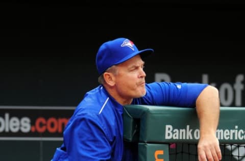 Apr 3, 2017; Baltimore, MD, USA; Toronto Blue Jays manager John Gibbons looks on during the game against the Baltimore Orioles at Oriole Park at Camden Yards. Mandatory Credit: Evan Habeeb-USA TODAY Sports