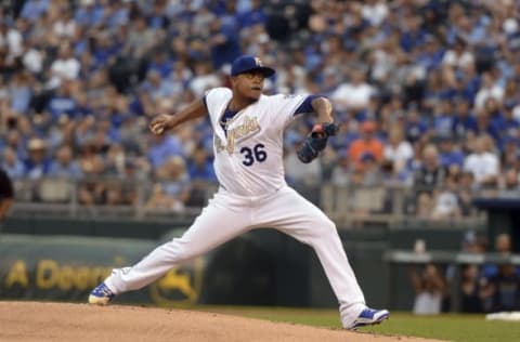 Edinson Volquez and his peak stuff has been the best Royals starting pitcher according to fWAR (1.3), and it’s not all that close, despite a spiked ERA. Mandatory Credit: John Rieger-USA TODAY Sports