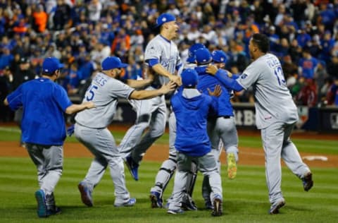 NEW YORK, NY – NOVEMBER 01: The Kansas City Royals celebrate defeating the New York Mets to win Game Five of the 2015 World Series at Citi Field on November 1, 2015 in the Flushing neighborhood of the Queens borough of New York City. The Kansas City Royals defeated the New York Mets with a score of 7 to 2 to win the World Series. (Photo by Al Bello/Getty Images)