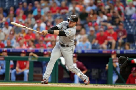 PHILADELPHIA, PA – AUGUST 2: Justin Bour #41 of the Miami Marlins. (Photo by Hunter Martin/Getty Images)