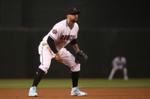 PHOENIX, AZ – MAY 01: Infielder Deven Marrero #10 of the Arizona Diamondbacks in action during the MLB game against the Los Angeles Dodgers at Chase Field on May 1, 2018 in Phoenix, Arizona. (Photo by Christian Petersen/Getty Images)