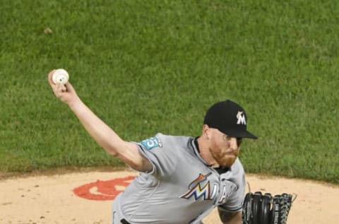 WASHINGTON, DC – AUGUST 17: Dan Straily #58 of the Miami Marlins pitches in third inning during a baseball game the Washington Nationals at Nationals Park on August 17, 2018 in Washington, DC. (Photo by Mitchell Layton/Getty Images)