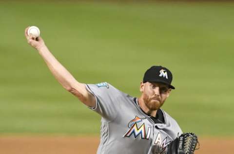 WASHINGTON, DC – AUGUST 17: Dan Straily #58 of the Miami Marlins pitches in forth inning during a baseball game the Washington Nationals at Nationals Park on August 17, 2018 in Washington, DC. (Photo by Mitchell Layton/Getty Images)