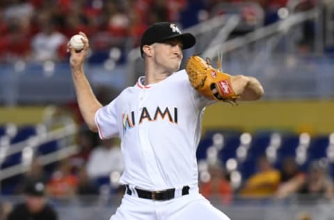 MIAMI, FL – SEPTEMBER 23: Trevor Richards #63 of the Miami Marlins throws a pitch during the second inning against the Cincinnati Reds at Marlins Park on September 23, 2018 in Miami, Florida. (Photo by Eric Espada/Getty Images)