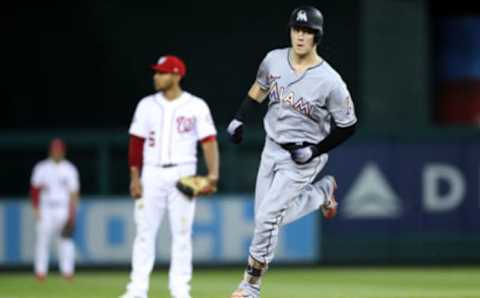 WASHINGTON, DC – SEPTEMBER 26: Brian Anderson #15 of the Miami Marlins rounds the bases after hitting a three run home run against the Washington Nationals in the seventh inning at Nationals Park on September 26, 2018 in Washington, DC. (Photo by Rob Carr/Getty Images)