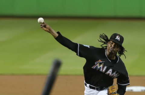 MIAMI, FL – SEPTEMBER 22: Starting pitcher Jose Urena #62 of the Miami Marlins throws in the first inning against the Cincinnati Reds at Marlins Park on September 22, 2018 in Miami, Florida. (Photo by Joe Skipper/Getty Images)