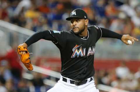 MIAMI, FL – SEPTEMBER 22: Pitcher Jarlin Garcia #66 of the Miami Marlins throws against the Cincinnati Reds during their game at Marlins Park on September 22, 2018 in Miami, Florida. (Photo by Joe Skipper/Getty Images)