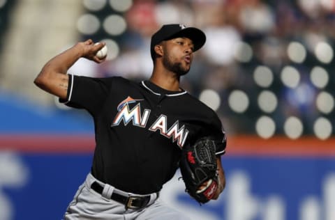 NEW YORK, NY – SEPTEMBER 30: Sandy Alcantara #22 of the Miami Marlins pitches during the first inning against the New York Mets at Citi Field on September 30, 2018 in the Flushing neighborhood of the Queens borough of New York City. (Photo by Adam Hunger/Getty Images)