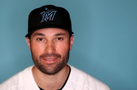 JUPITER, FLORIDA – FEBRUARY 20: Neil Walker #18 of the Miami Marlins poses for a photo during photo days at Roger Dean Stadium on February 20, 2019 in Jupiter, Florida. (Photo by Rob Carr/Getty Images)