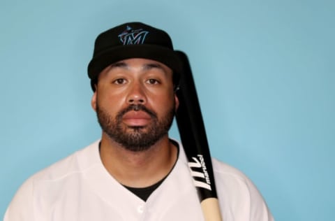 JUPITER, FLORIDA – FEBRUARY 20: Pedro Alvarez #24 of the Miami Marlins poses for a photo during photo days at Roger Dean Stadium on February 20, 2019 in Jupiter, Florida. (Photo by Rob Carr/Getty Images)