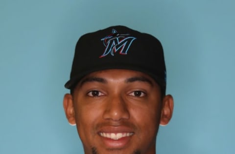 JUPITER, FLORIDA – FEBRUARY 20: Dixon Machado #12 of the Miami Marlins poses for a photo during photo days at Roger Dean Stadium on February 20, 2019 in Jupiter, Florida. (Photo by Rob Carr/Getty Images)