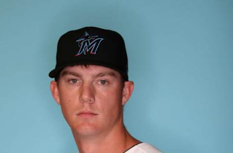 JUPITER, FLORIDA – FEBRUARY 20: Austin Brice #37 of the Miami Marlins poses for a photo during photo days at Roger Dean Stadium on February 20, 2019 in Jupiter, Florida. (Photo by Rob Carr/Getty Images)