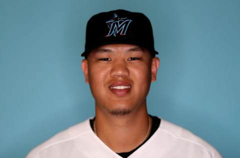 JUPITER, FLORIDA – FEBRUARY 20: Jordan Yamamoto #68 of the Miami Marlins poses for a photo during photo days at Roger Dean Stadium on February 20, 2019 in Jupiter, Florida. (Photo by Rob Carr/Getty Images)