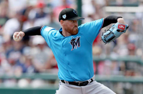 LAKE BUENA VISTA, FLORIDA – MARCH 03: Dan Straily #58 of the Miami Marlins pitches in the first inning against the Atlanta Braves during the Grapefruit League spring training game at Champion Stadium on March 03, 2019 in Lake Buena Vista, Florida. (Photo by Dylan Buell/Getty Images)