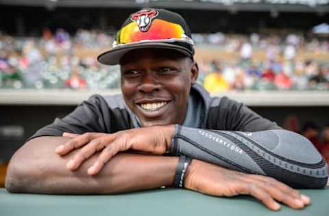 SCOTTSDALE, ARIZONA – MARCH 07: Jazz Chisholm #82 of the Arizona Diamondbacks smiles for a photo during the spring training game against the Cleveland Indians at Salt River Fields at Talking Stick on March 07, 2019 in Scottsdale, Arizona. (Photo by Jennifer Stewart/Getty Images)