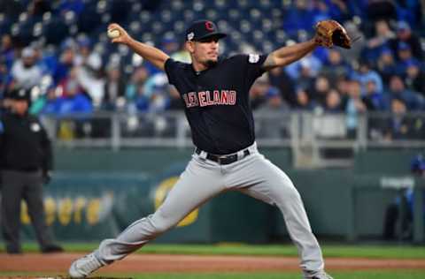 KANSAS CITY, MISSOURI – APRIL 12: Relief pitcher Nick Wittgren #62 of the Cleveland Indians throws in the first inning against the Kansas City Royals at Kauffman Stadium on April 12, 2019 in Kansas City, Missouri. (Photo by Ed Zurga/Getty Images)