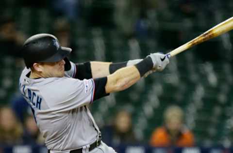 DETROIT, MI – MAY 21: Chad Wallach #17 of the Miami Marlins. (Photo by Duane Burleson/Getty Images)