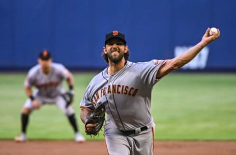 MIAMI, FL – MAY 29: Madison Bumgarner #40 of the San Francisco Giants throws a pitch in the first inning against the Miami Marlins at Marlins Park on May 29, 2019 in Miami, Florida. (Photo by Mark Brown/Getty Images)