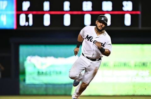 MIAMI, FL – MAY 29: Jorge Alfaro #38 of the Miami Marlins rounds the bases in the seventh inning against the San Francisco Giants at Marlins Park on May 29, 2019 in Miami, Florida. (Photo by Mark Brown/Getty Images)