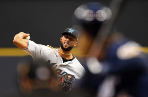 MILWAUKEE, WISCONSIN – JUNE 05: Sandy Alcantara #22 of the Miami Marlins throws a pitch during the first inning against the Milwaukee Brewers at Miller Park on June 05, 2019 in Milwaukee, Wisconsin. (Photo by Stacy Revere/Getty Images)