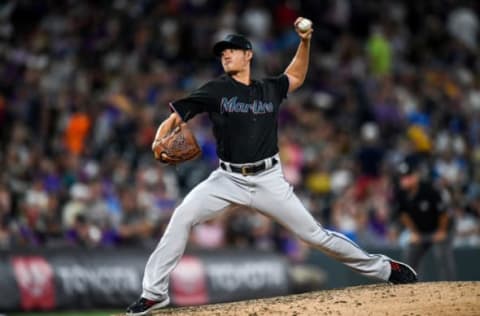 DENVER, CO – AUGUST 17: Wei-Yin Chen #20 of the Miami Marlins pitches against the Colorado Rockies at Coors Field on August 17, 2019 in Denver, Colorado. (Photo by Dustin Bradford/Getty Images)