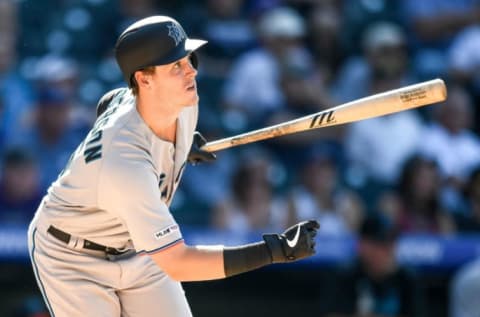 DENVER, CO – AUGUST 18: Brian Anderson #15 of the Miami Marlins. (Photo by Dustin Bradford/Getty Images)