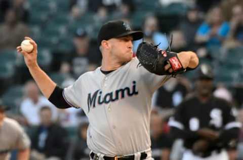 CHICAGO, ILLINOIS – JULY 22: Trevor Richards #36 of the Miami Marlins pitches against the Chicago White Sox during the first inning at Guaranteed Rate Field on July 22, 2019 in Chicago, Illinois. (Photo by David Banks/Getty Images)