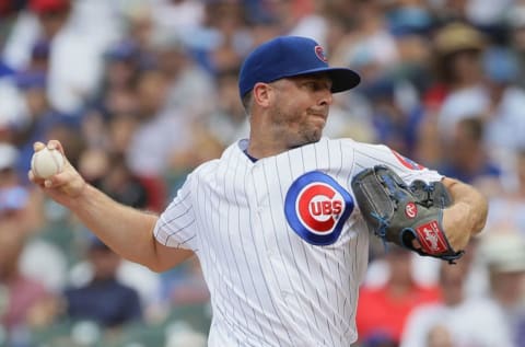 CHICAGO, ILLINOIS – JULY 17: Brandon Kintzler #20 of the Chicago Cubs. (Photo by Jonathan Daniel/Getty Images)