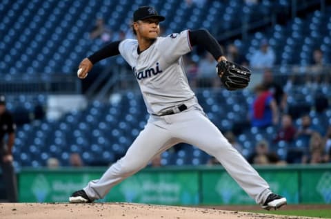 PITTSBURGH, PA – SEPTEMBER 05: Elieser Hernandez #57 of the Miami Marlins. (Photo by Justin Berl/Getty Images)