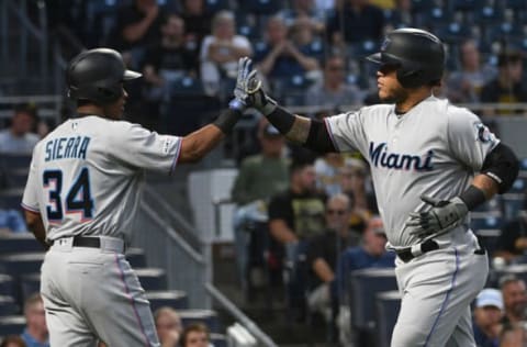 PITTSBURGH, PA – SEPTEMBER 05: Harold Ramirez #47 of the Miami Marlins. (Photo by Justin Berl/Getty Images)