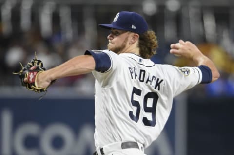 SAN DIEGO, CA – SEPTEMBER 11: Chris Paddack #59 of the San Diego Padres pitches during the first inning of a baseball game against the Chicago Cubs at Petco Park on September 11, 2019 in San Diego, California. (Photo by Denis Poroy/Getty Images)