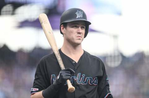 DENVER, CO – AUGUST 17: Brian Anderson #15 of the Miami Marlins. (Photo by Dustin Bradford/Getty Images)