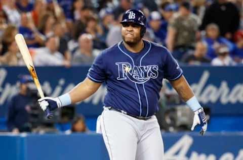 TORONTO, ON – SEPTEMBER 28: Jesus Aguilar #21 of the Tampa Bay Rays. (Photo by Cole Burston/Getty Images)