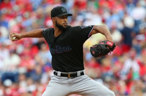 PHILADELPHIA, PA – SEPTEMBER 29: Pitcher Sandy Alcantara #22 of the Miami Marlins. (Photo by Rich Schultz/Getty Images)