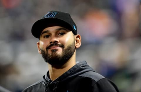 NEW YORK, NEW YORK – SEPTEMBER 24: Pablo Lopez #49 of the Miami Marlins smiles during their game against the New York Mets at Citi Field on September 24, 2019 in the Flushing neighborhood of the Queens borough of New York City. (Photo by Emilee Chinn/Getty Images)