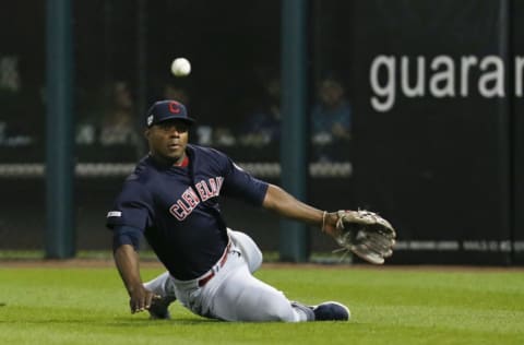 CHICAGO, ILLINOIS – SEPTEMBER 26: Yasiel Puig #66 of the Cleveland Indians is unable to catch the RBI triple by Jose Abreu #79 of the Chicago White Sox during the fifth inning of a game at Guaranteed Rate Field on September 26, 2019 in Chicago, Illinois. (Photo by Nuccio DiNuzzo/Getty Images)