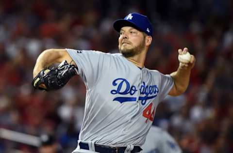 WASHINGTON, DC – OCTOBER 07: Rich Hill #44 of the Los Angeles Dodgers. (Photo by Will Newton/Getty Images)